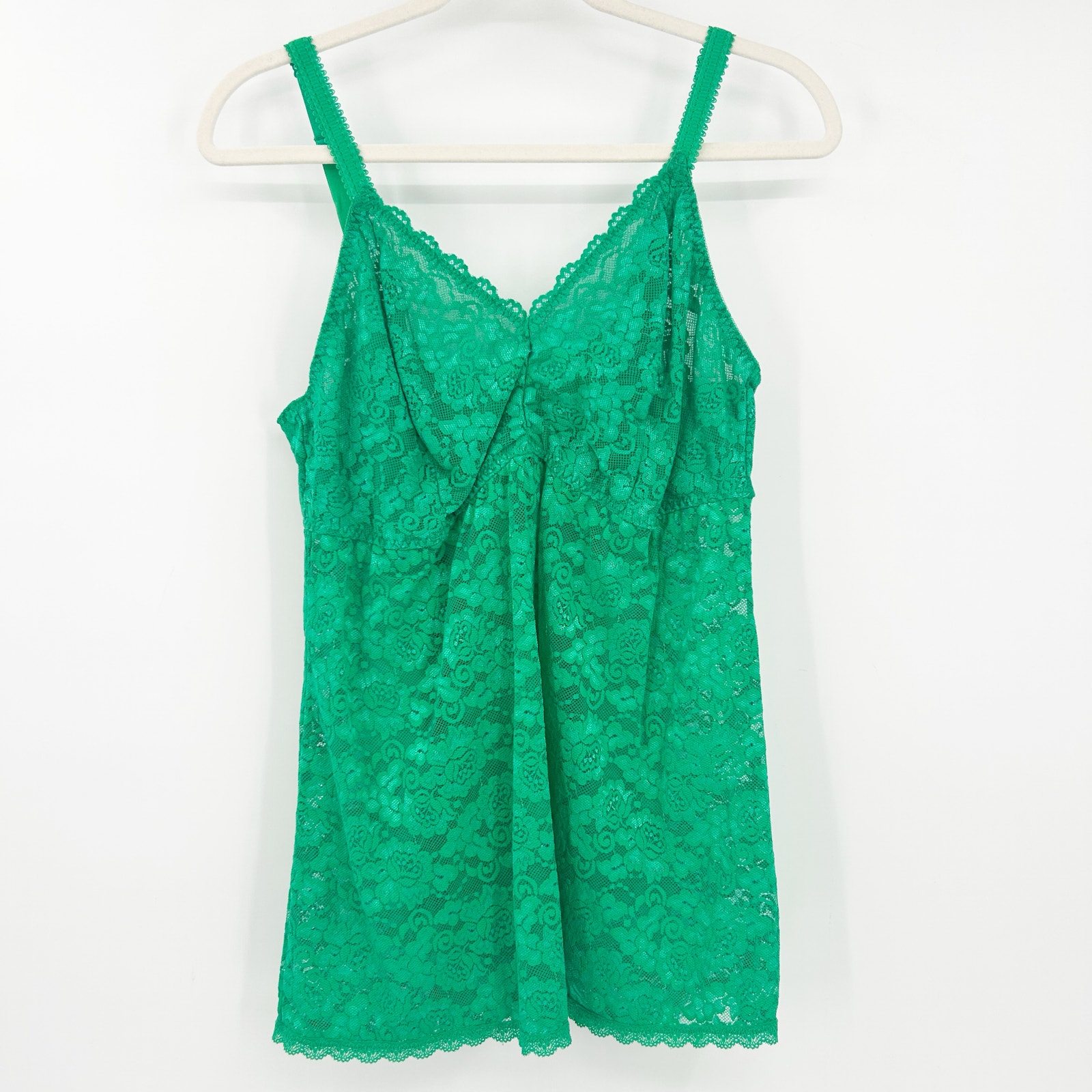 Torrid Womens Y2k Coquette V-Neck Floral Lace Camisole Cami Top Size 2x Green